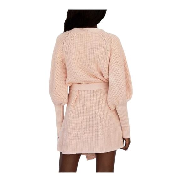 Sabo Skirt womens Large knit wrap sweater dress elle tie waist pink v neck - Picture 6 of 14